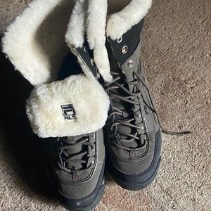 Fila Black and Battle green with Cream lined fur.